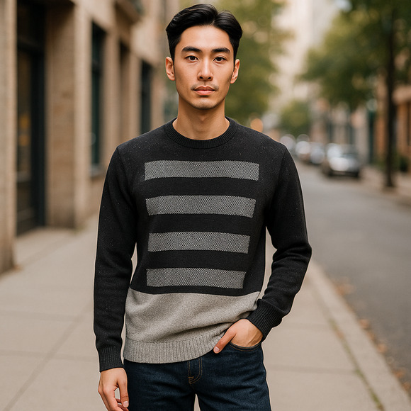 Robert Graham Vostok Sweater Men’s XL Gray Multicolor Confetti Knit Silk Wool - Picture 6 of 11